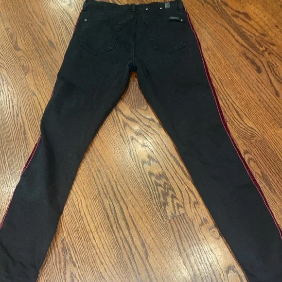 7 For All Man Kind Black Denim Jeans high waist ankle skinny - Picture 6 of 9